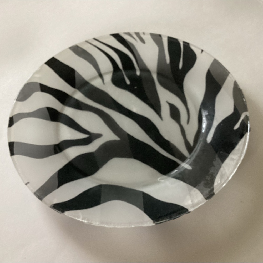 Hand Crafted Black and White Zebra Print Plate